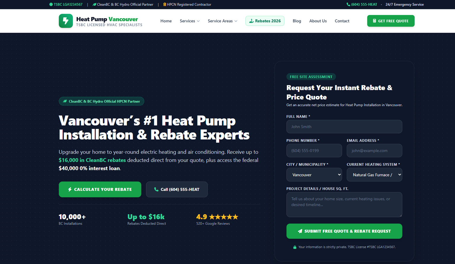 Heat Pump Vancouver Website Showcase